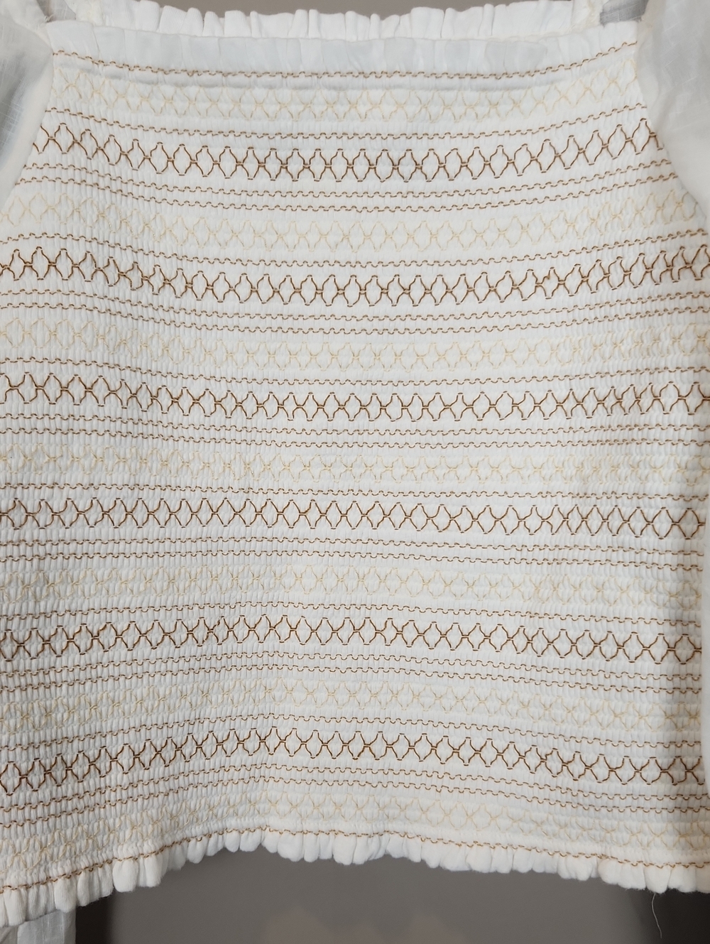 By Anthropologie Smocked Embroidered Square-Neck Blouse Size XS - Picture 5 of 12